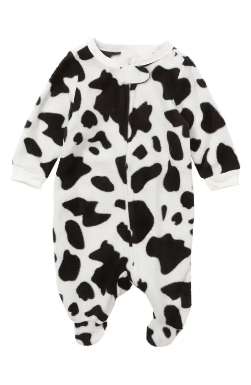 Cow Print Fleece Footie by Leveret