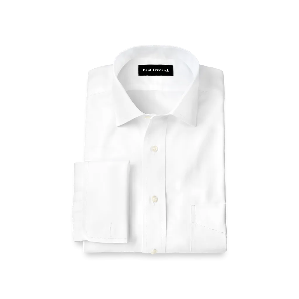 Slim Fit Non-Iron Cotton Pinpoint Spread Collar French Cuff Dress Shirt by Paul Fredrick