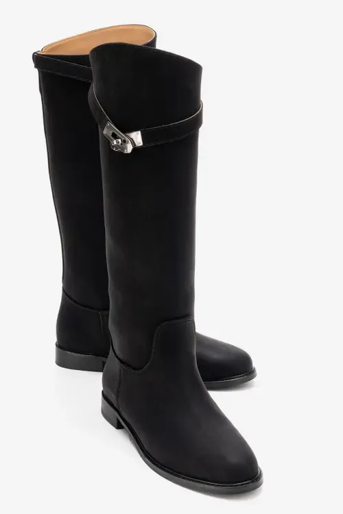 Yoko Knee High Boot in Nubuck Faux Leather by Prologue Shoes
