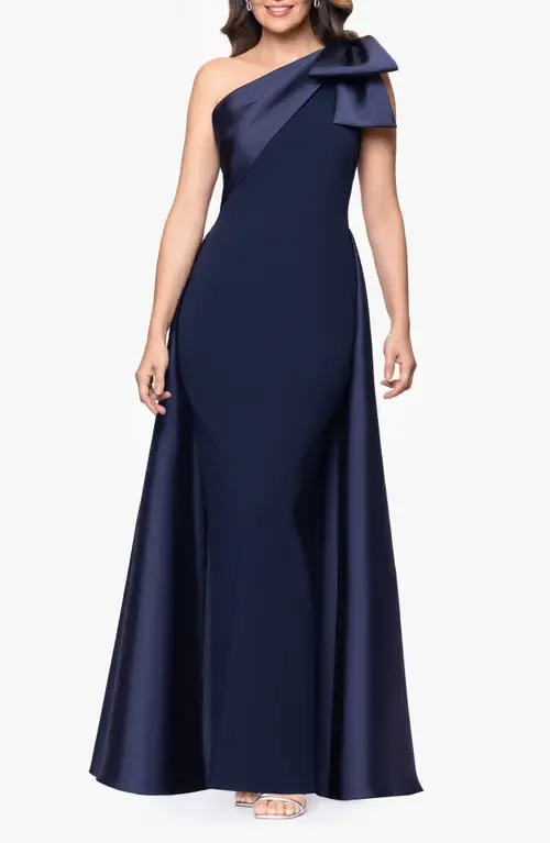 Bow One-Shoulder Mikado Gown by Betsy & Adam