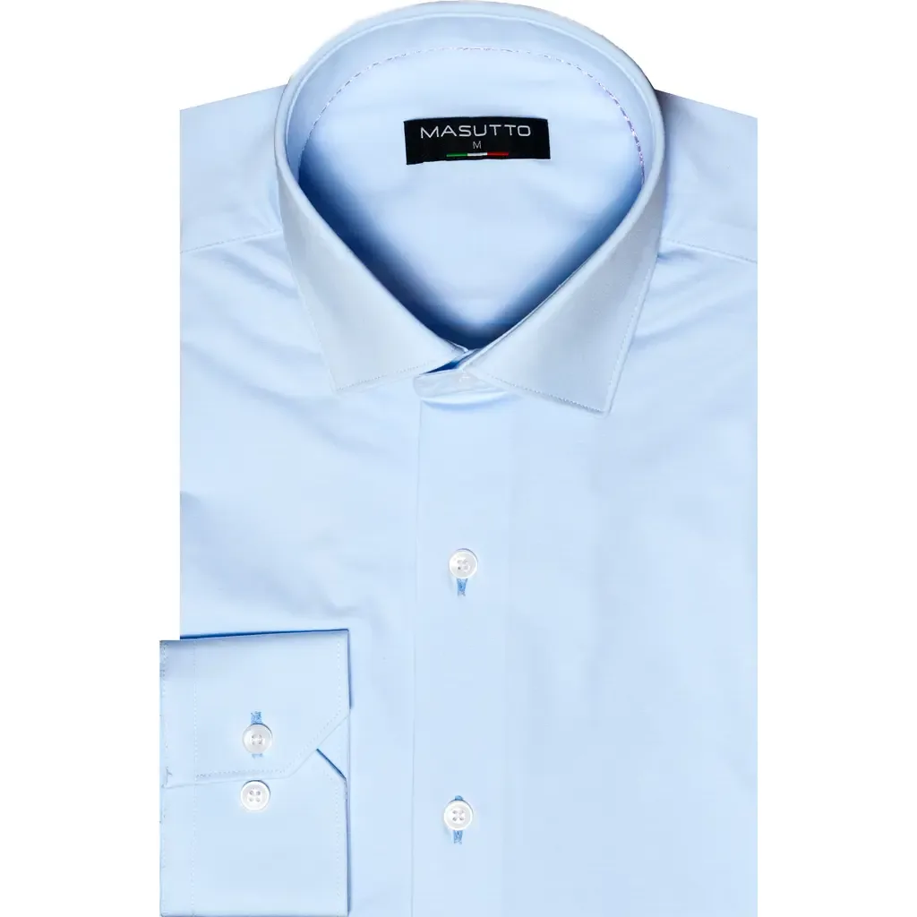 Lior 8 Way Stretch Knit Solid Button-Up Long Sleeve Shirt by MASUTTO