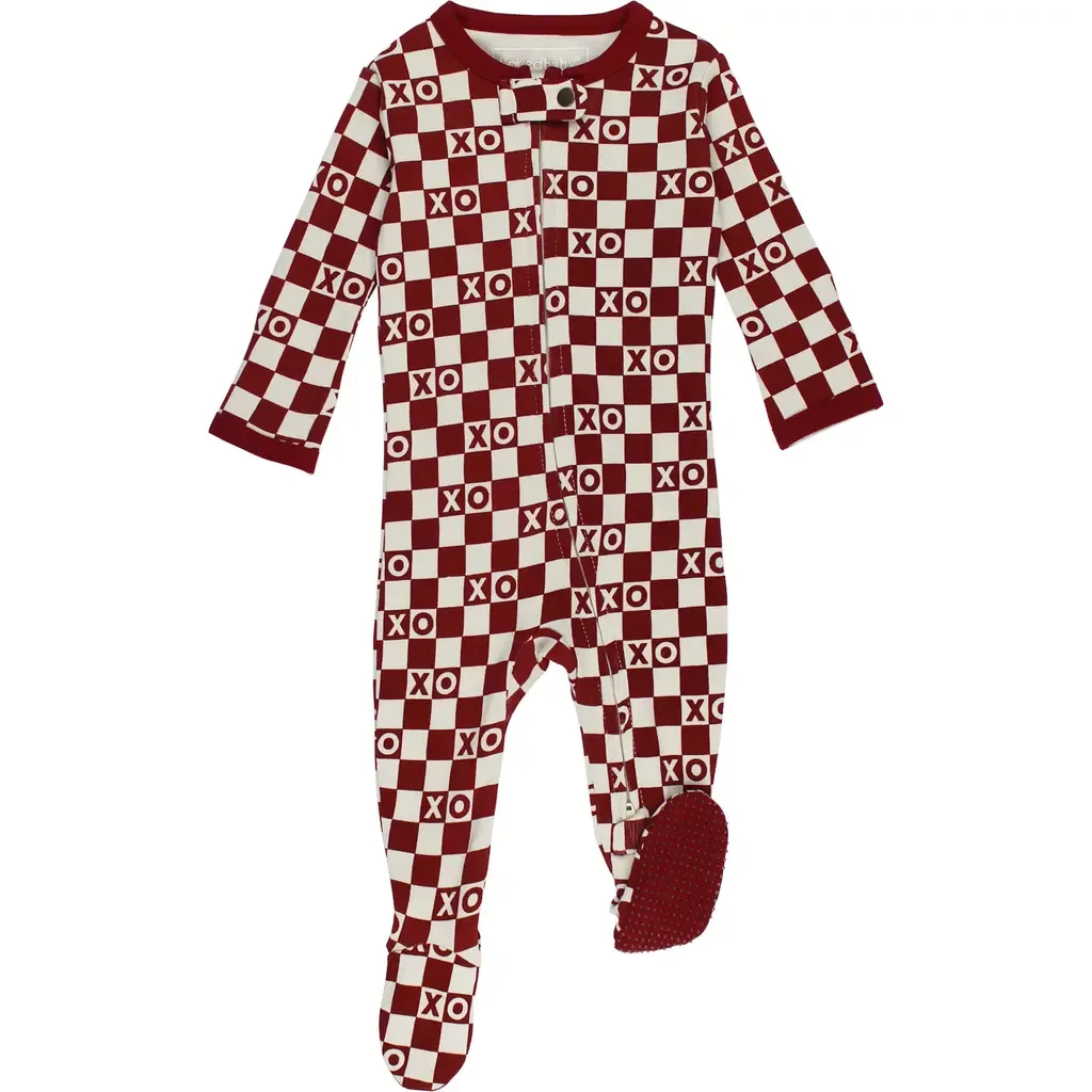Checkerboard Organic Cotton Zip Footie by L'Ovedbaby