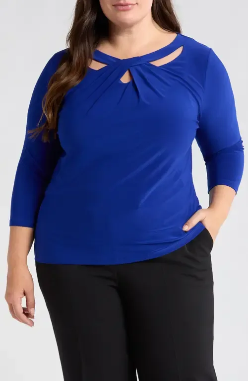 Twist Neck Cutout Top by KASPER