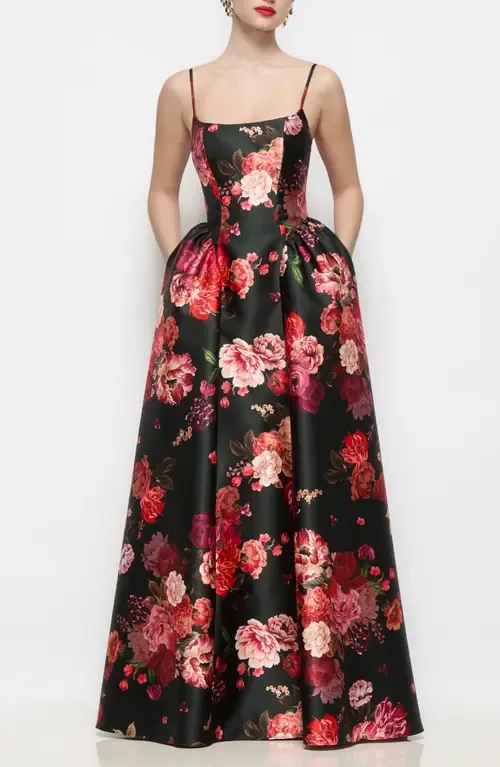 Jillian Floral Satin Twill Gown by Dessy Collection
