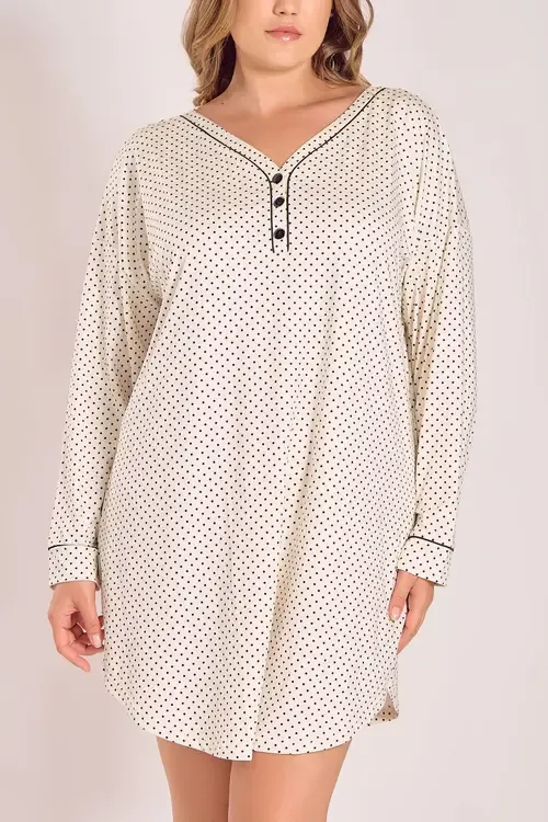 Microfiber Knit Sleep Shirt with Functional Buttons by iCollection