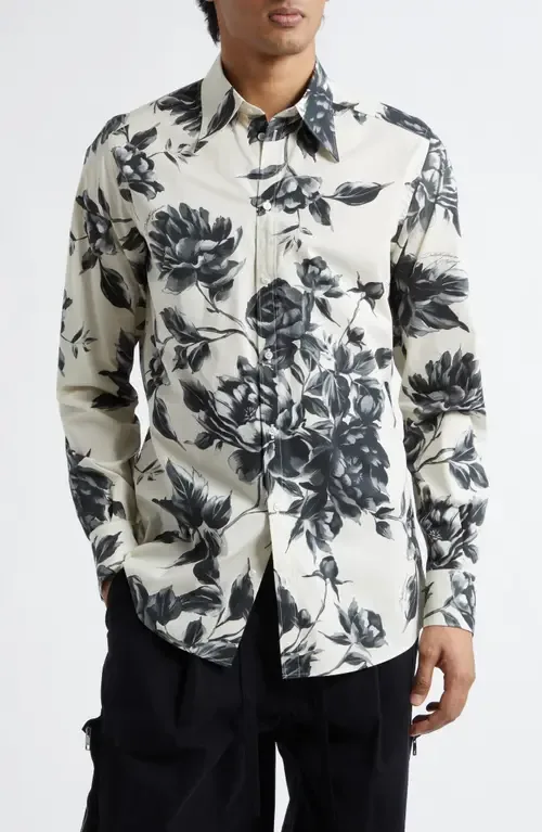 Martini Fit Floral Cotton Poplin Button-Up Shirt