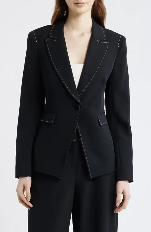 Topstitch One-Button Blazer by Tahari ASL