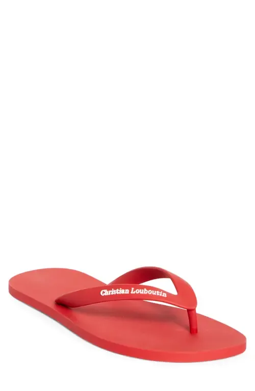 Logo Embossed Rubber Flip Flop by Christian Louboutin