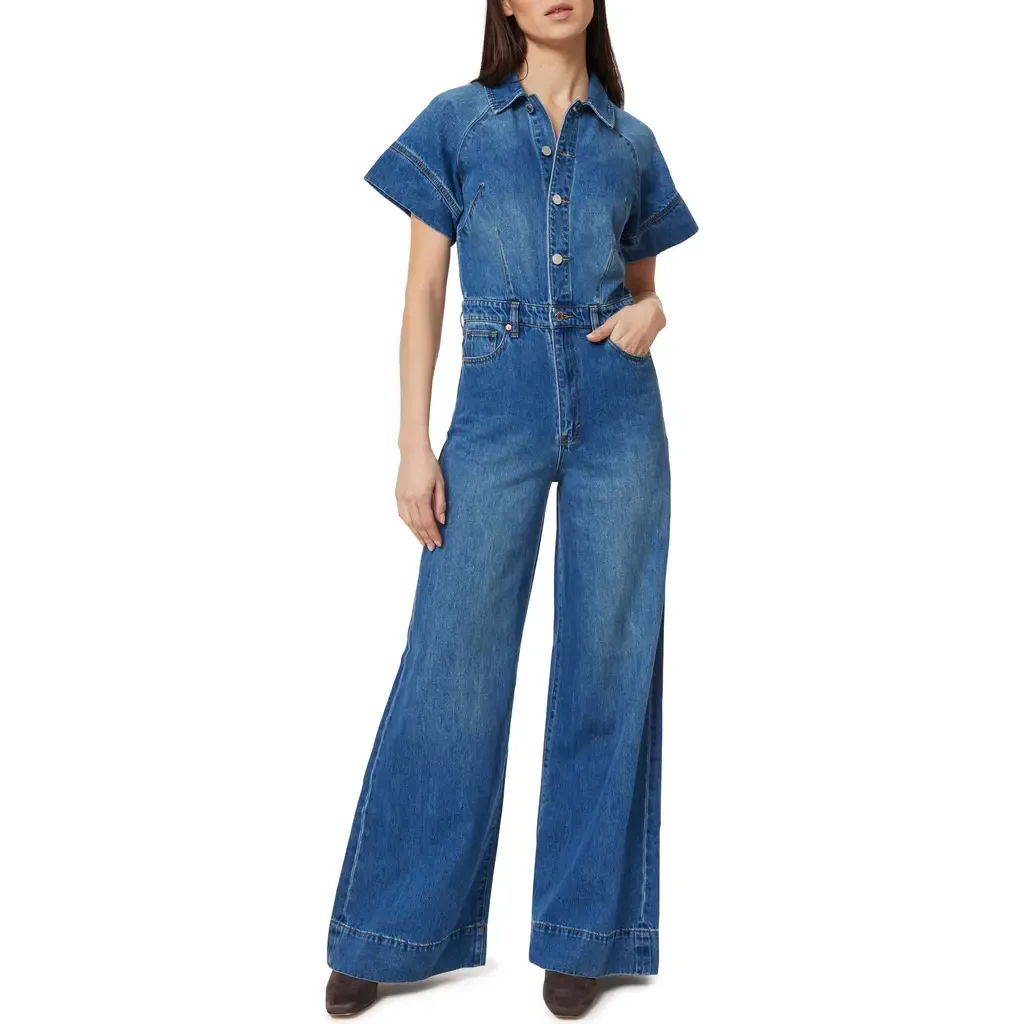 Flare Leg Denim Jumpsuit