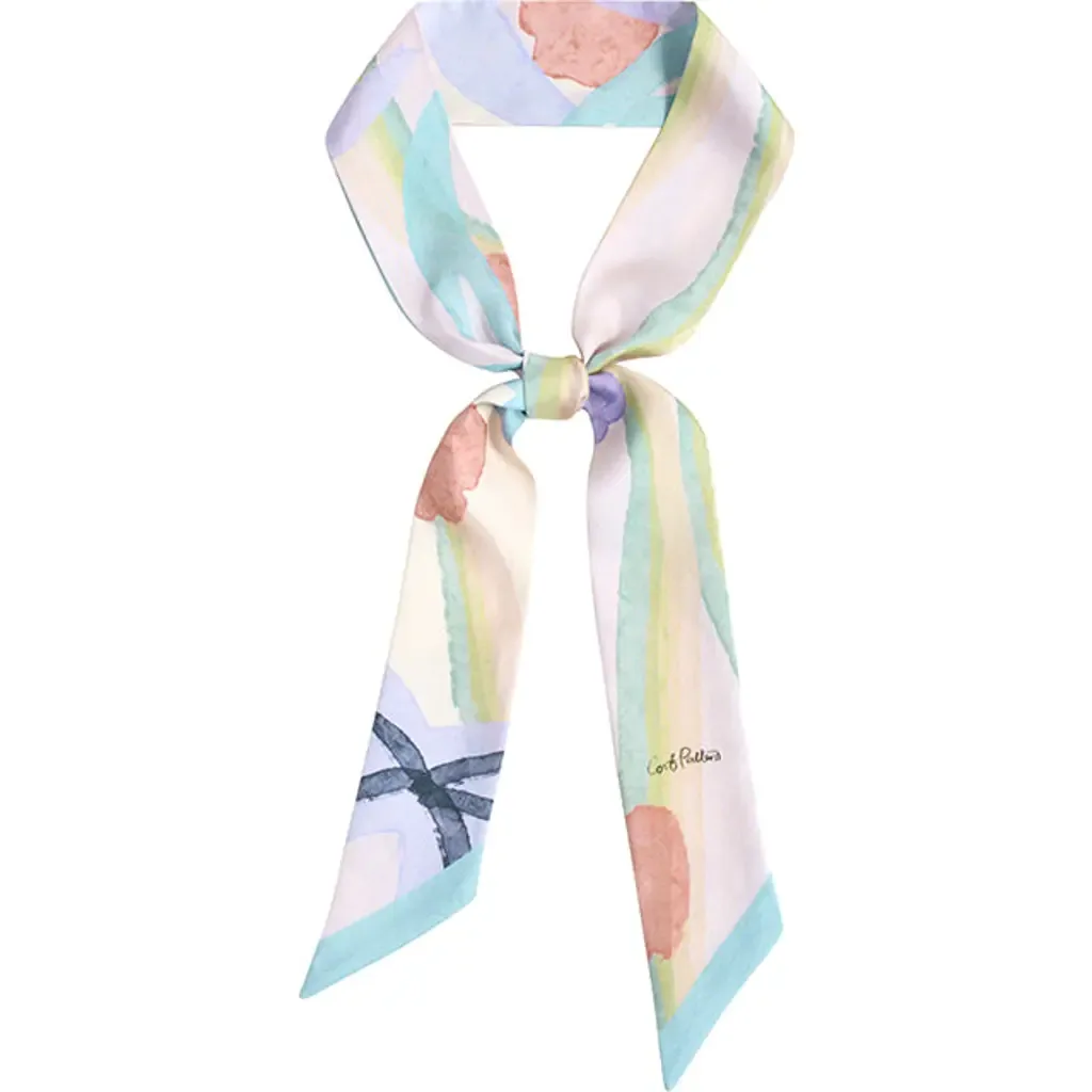 Lost Pattern Ethereal Mirage Silk Twill Skinny Scarf by Lost Pattern