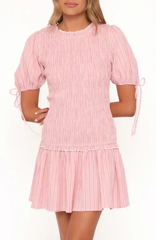 Kaelyn Smocked Bodice Drop Waist Cotton Minidress by Petal & Pup