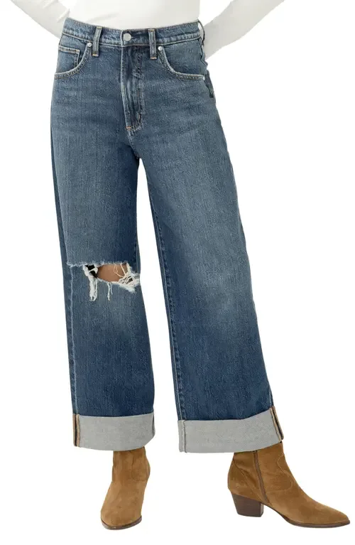 Be Easy Ripped High Waist Crop Wide Leg Jeans by Silver Jeans Co.