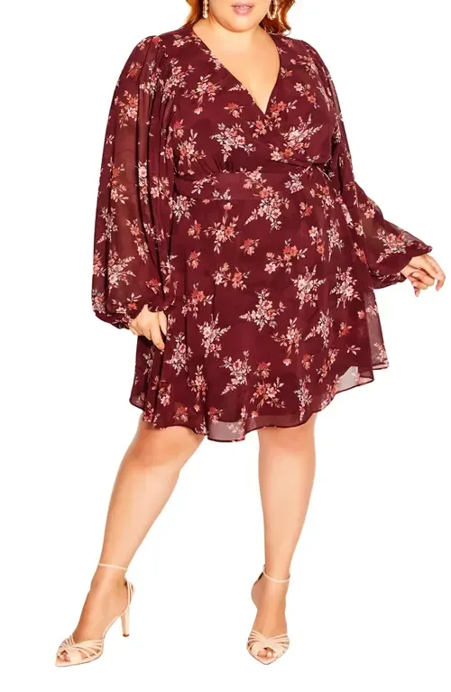 Mariella Long Sleeve Faux Wrap Dress