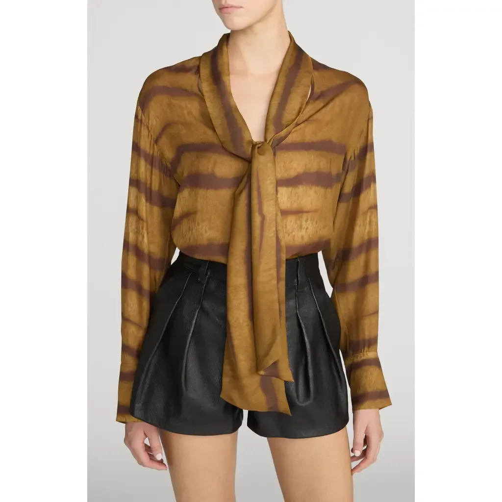 The Oversized Silk Tie Shirt by FRAME
