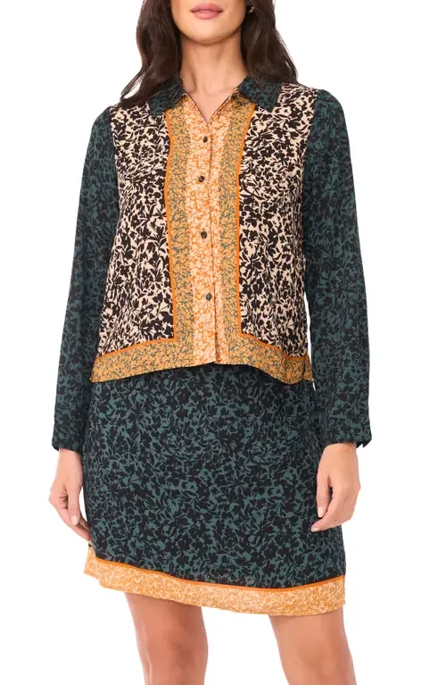 Mixed Print Long Sleeve Button-Up Shirt by Vince Camuto