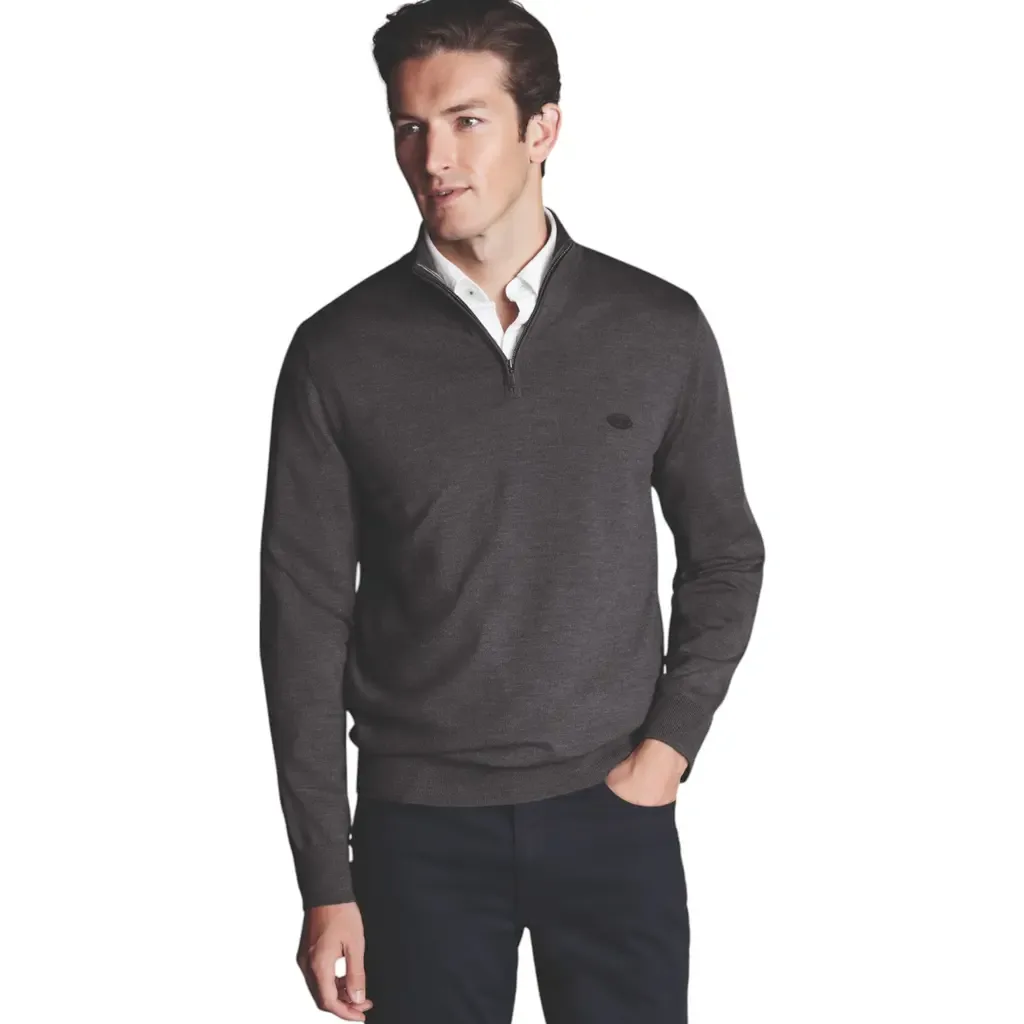 New York Jets Merino Zip Neck Sweater by Charles Tyrwhitt