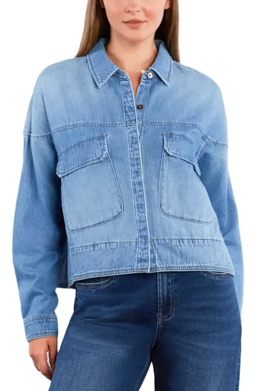 Boxy Denim Button-Up Shirt by Wash Lab Denim