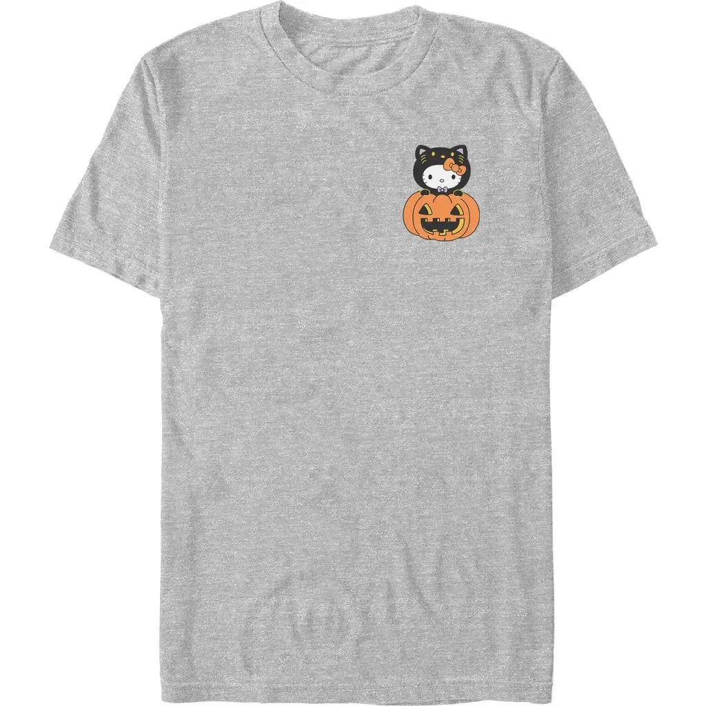 Halloween Pumpkin and Kitty Pocket Short Sleeve Graphic T-Shirt by Hello Kitty
