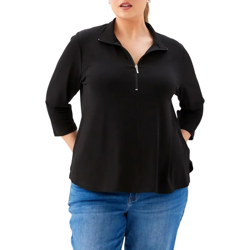 Half Zip Travel Jersey Top by Karen Kane