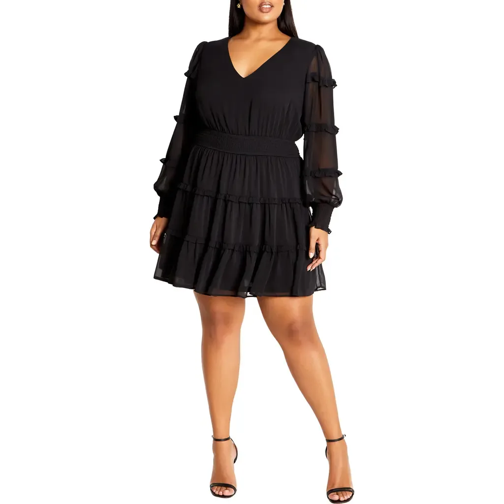 Daisy June Tiered Long Sleeve Dress by City Chic
