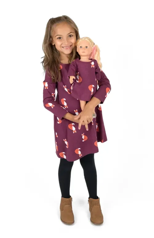 Cotton Dress with Matching Doll Dress, Printed Design by Leveret