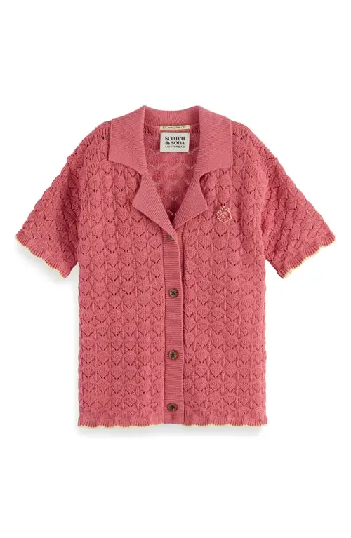 Scallop Pointelle Short Sleeve Polo Sweater by Scotch & Soda