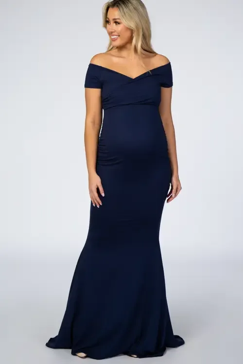 Off Shoulder Wrap Maternity Photoshoot Gown/Dress by PinkBlush