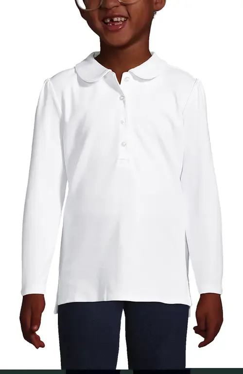 Long Sleeve Peter Pan Collar Polo Shirt by Lands' End