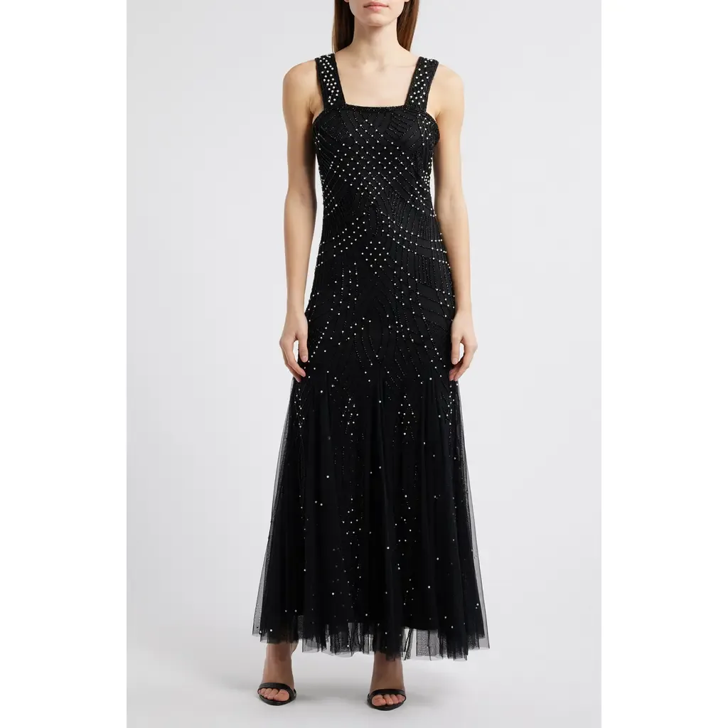 Two-Tone Beadwork Trumpet Gown with Sheer Bolero by Pisarro Nights