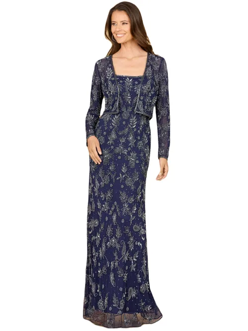 Sheath Gown with Long Sleeve Jacket by LARA New York