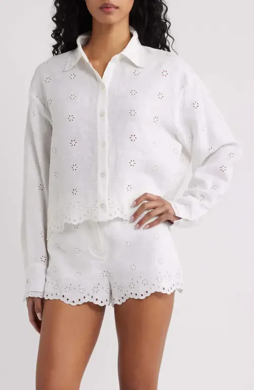 Delano Eyelet Linen Shirt by LoveShackFancy