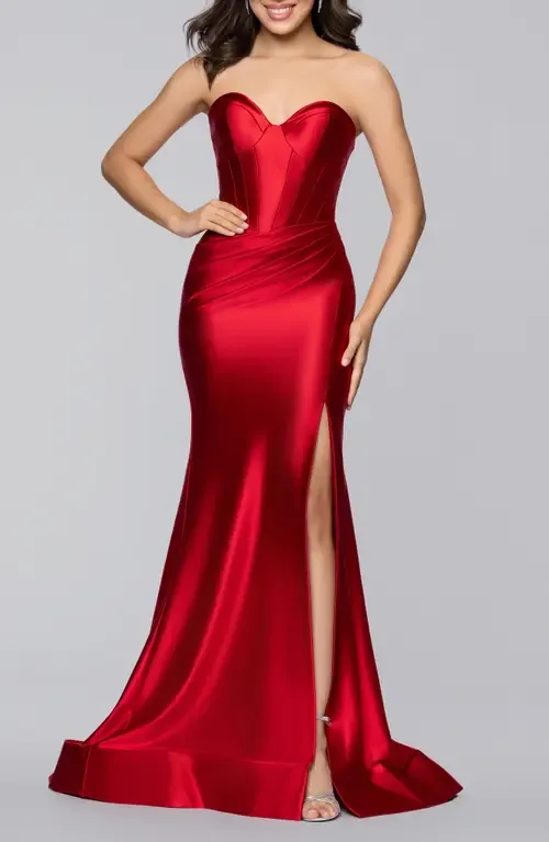 Strapless Satin Gown by Blondie Nites