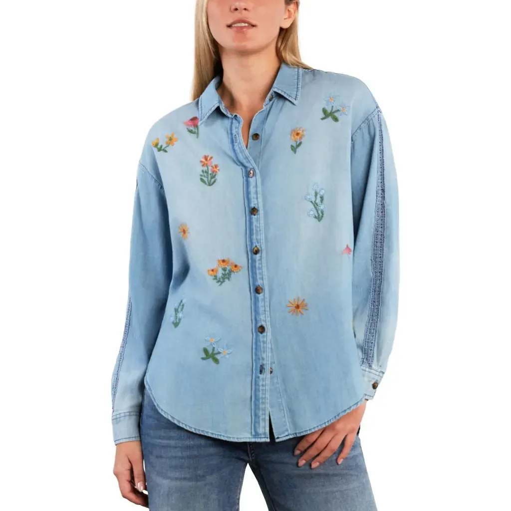 Wild Blossom Embroidered Shirt by Billy T