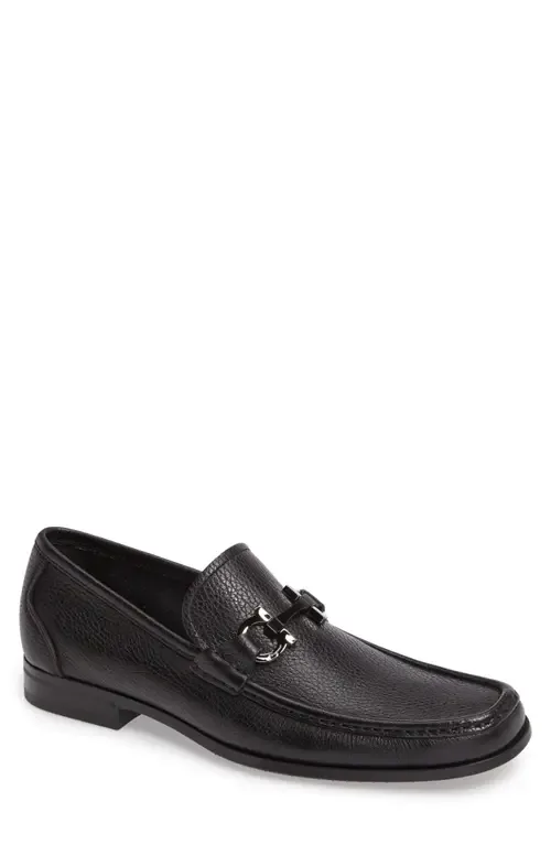 Grandioso Pebbled Driving Shoe with Double Gancio Ornament by FERRAGAMO