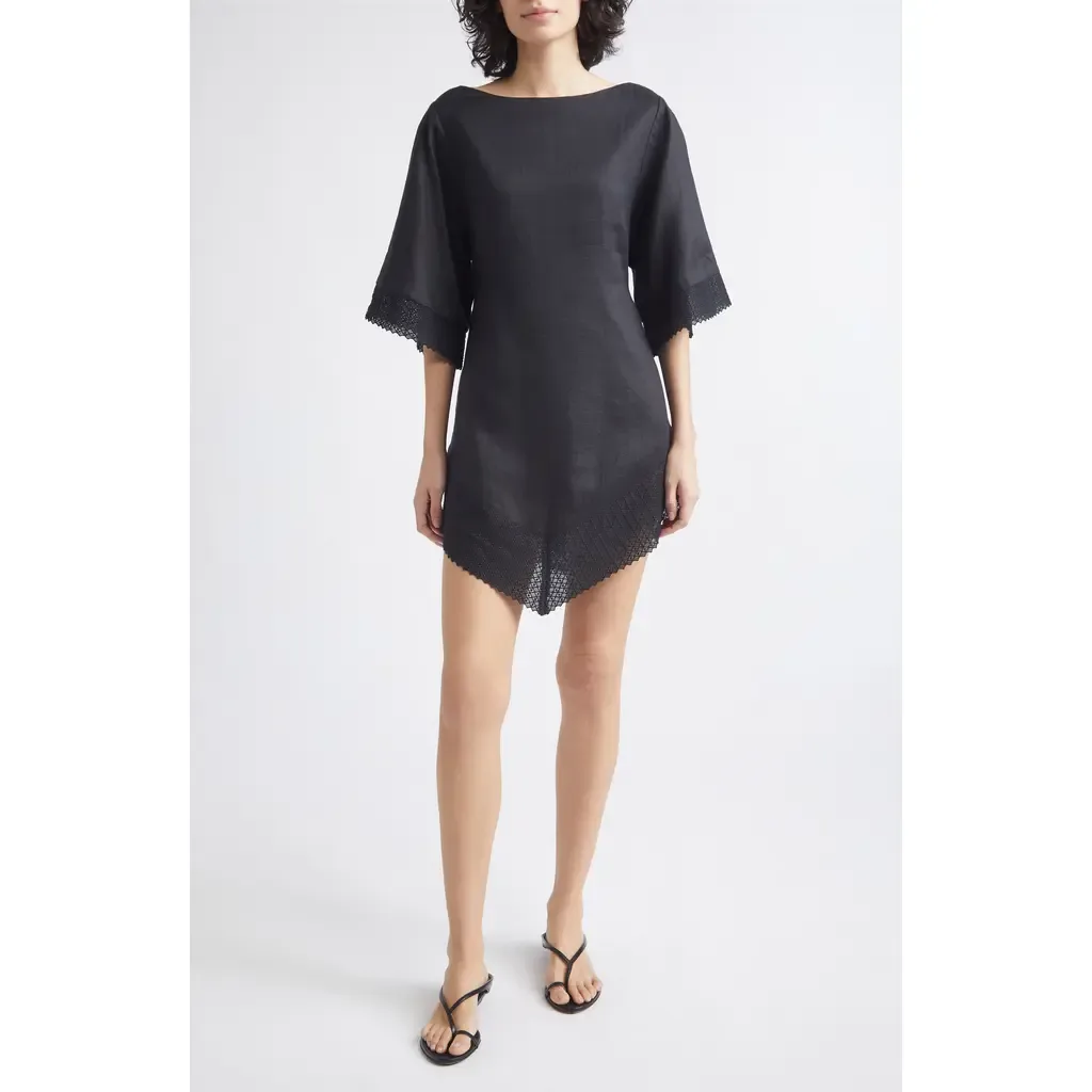 Alfie Linen Caftan Minidress by POSSE