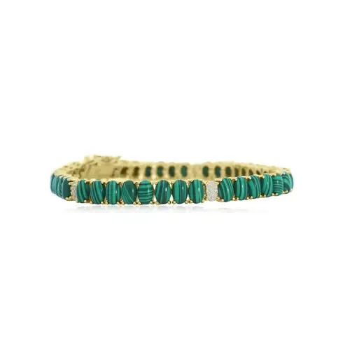 Oval Malachite CZ Tennis Bracelet by The Lovery Fine Jewelry