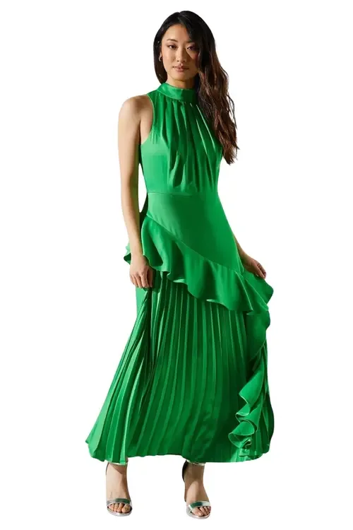 Sleeveless Ruffle Satin Dress by Coast