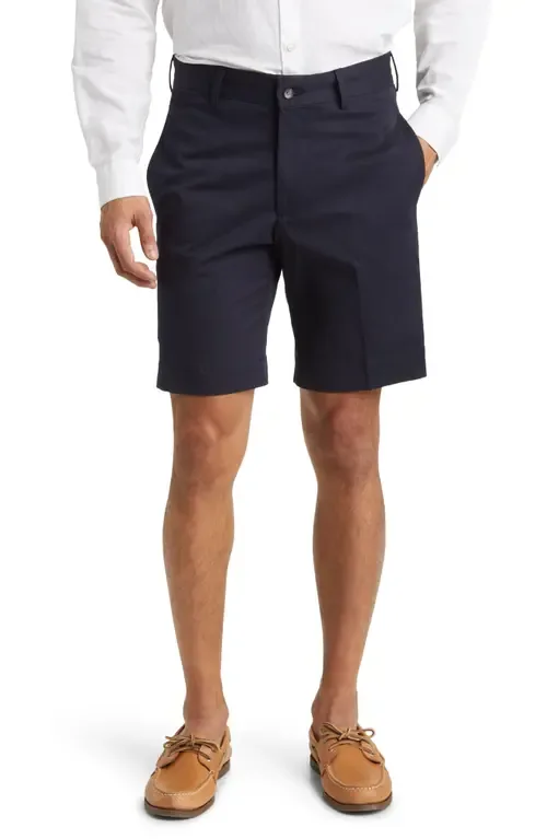 Khaki Flat Front Stretch Poplin Shorts