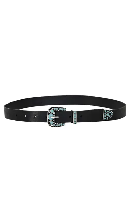 Thelma Turquoise Leather Belt by Fortela