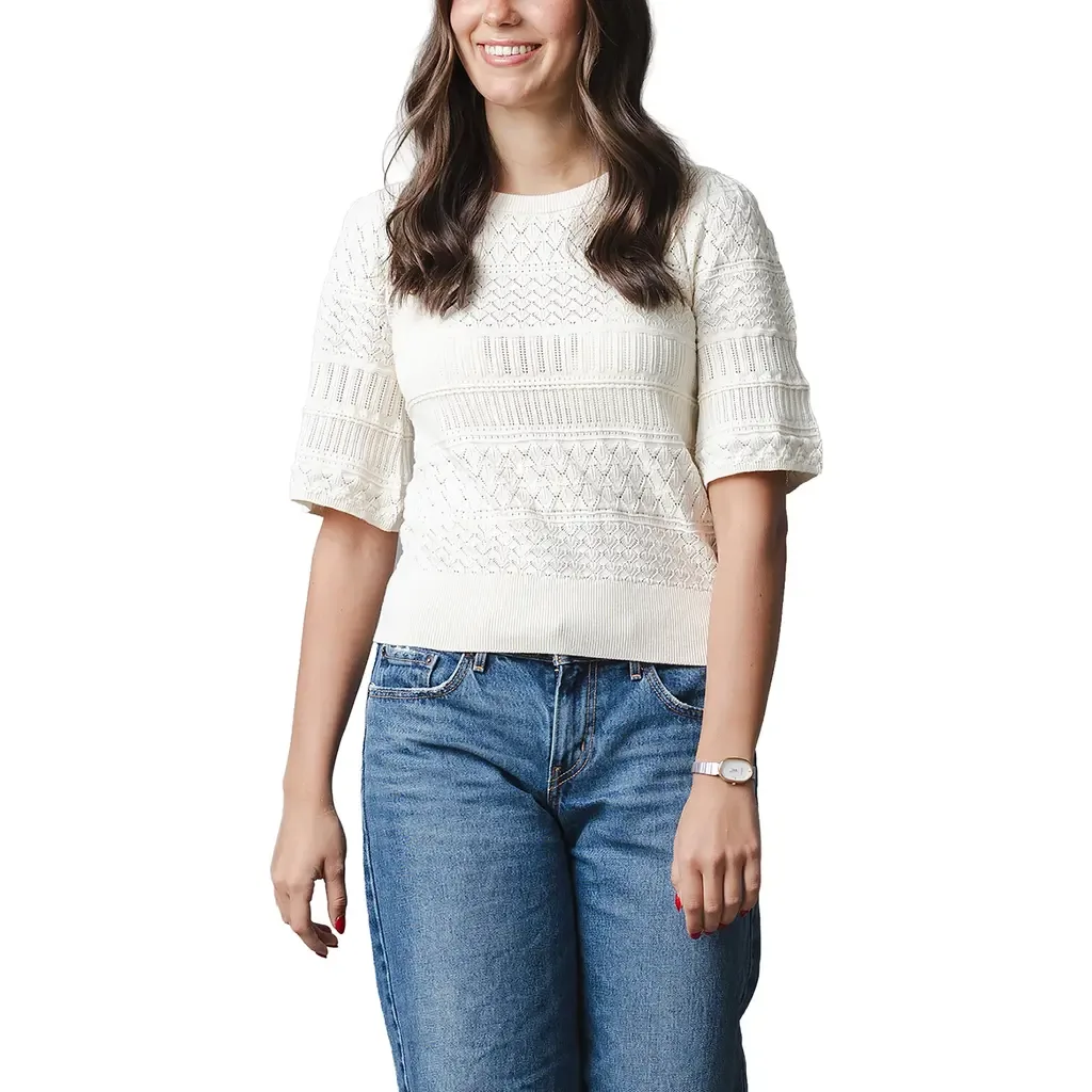 Organic Bell Sleeve Pointelle Sweater Top by Hope & Henry