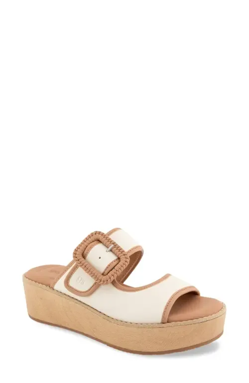 Vadylin Platform Wedge Slide Sandal - Stone Leather by Gentle Souls