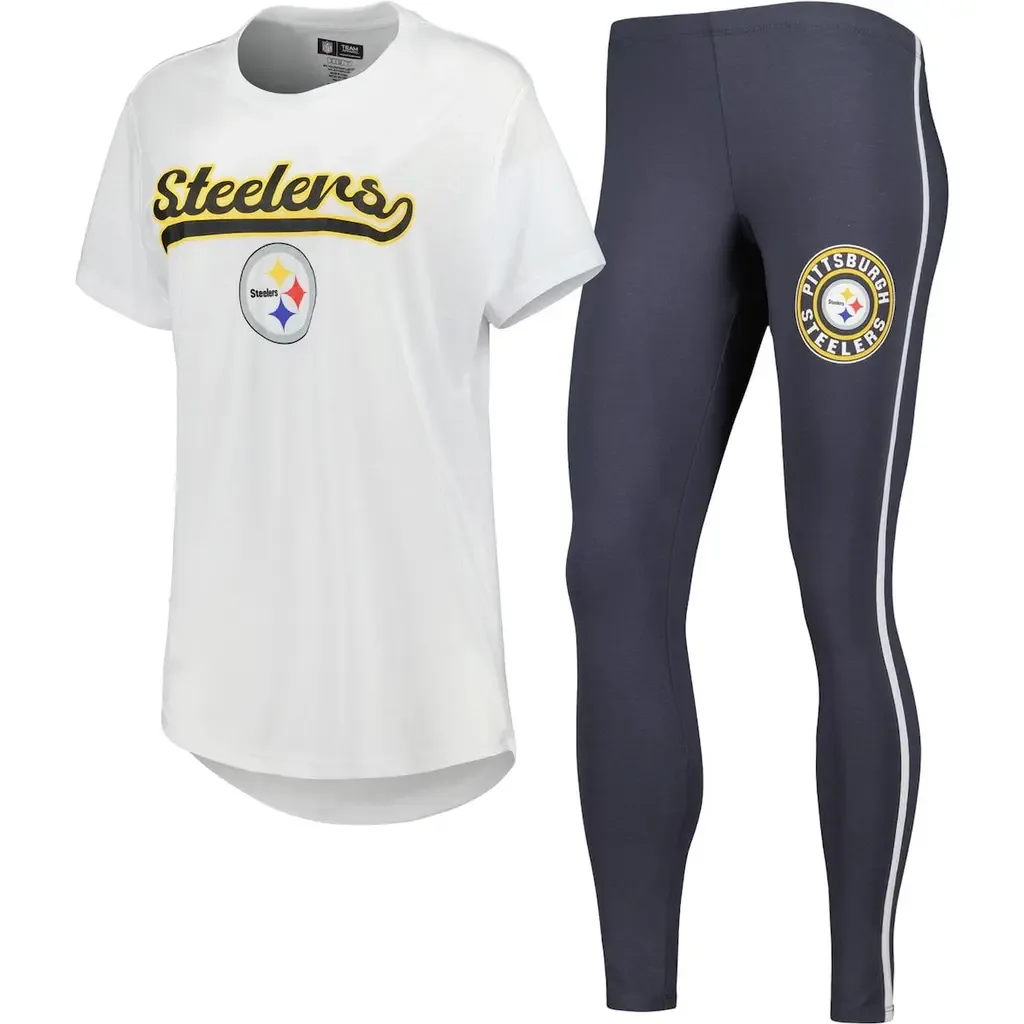 Concepts Sport White/Charcoal Pittsburgh Steelers Sonata T-Shirt & Leggings Sleep Set by CONCEPTS SPORT