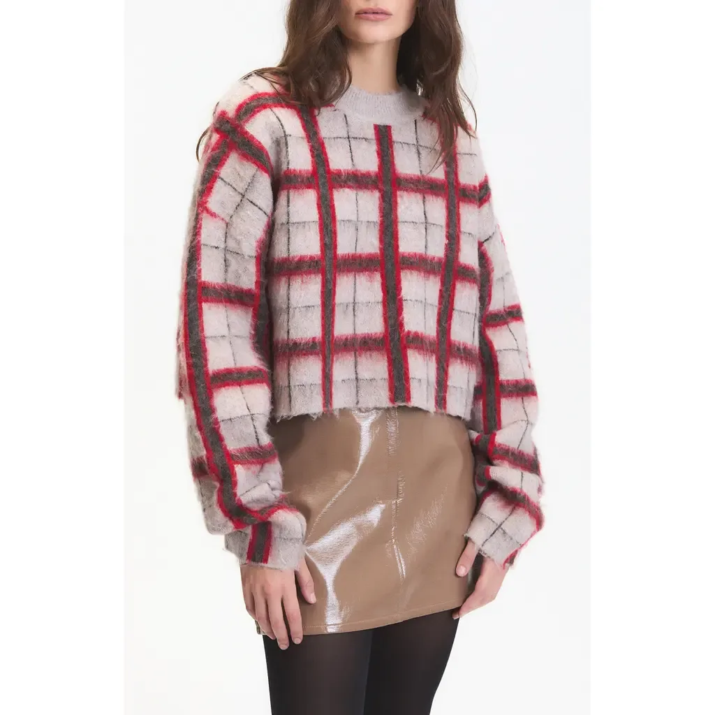 Jacob Plaid Jacquard Mock Neck Sweater by DELUC
