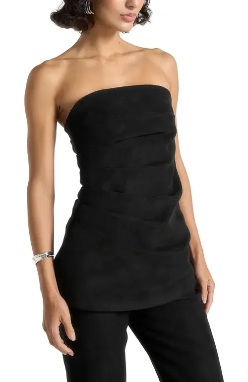 Laurena Suede Tacked Longline Bandeau Top by Manière De Voir