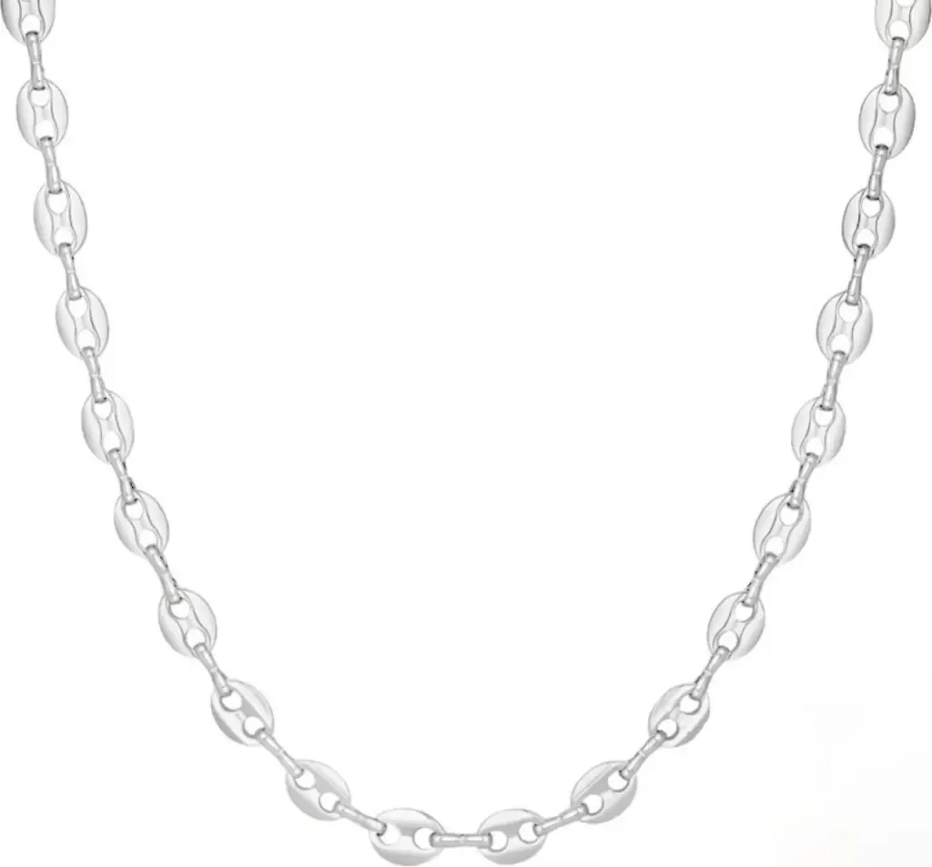 Rhodium Plated Puffed Link Necklace by Donatello Gian