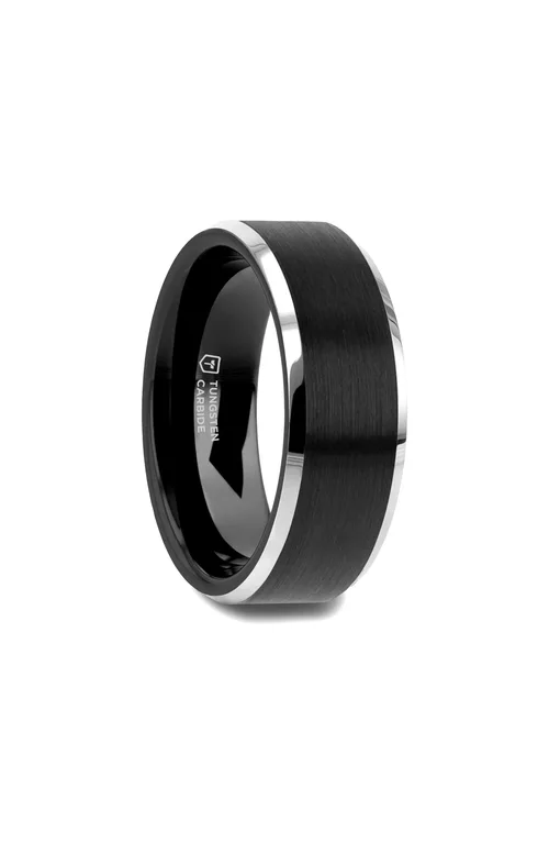 Aston Brushed Center Tungsten Wedding Band in 6mm by Larson Jewelers