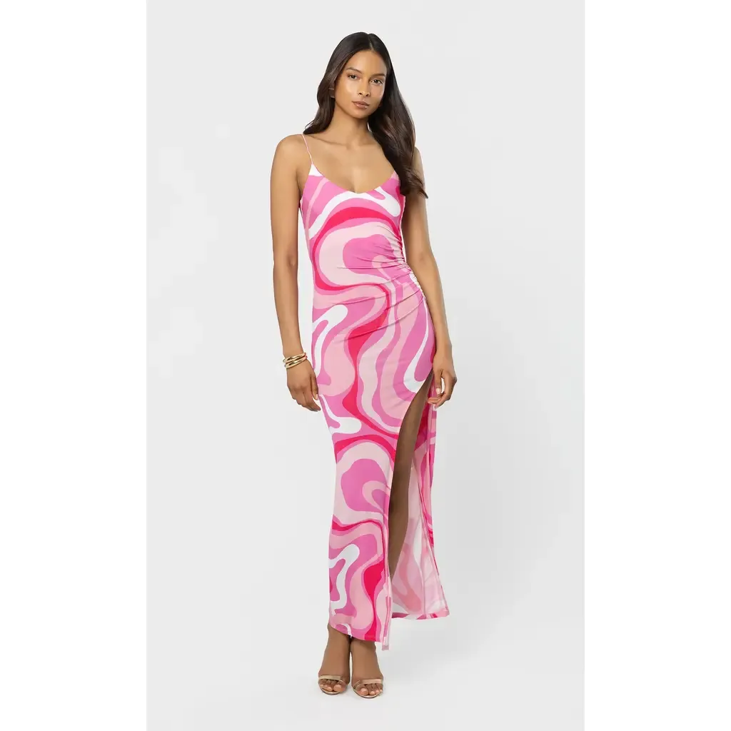 Hailey Geometric Sheen Jersey Maxi Dress by Generation Love
