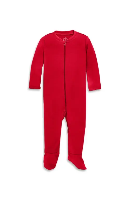 Organic Zip Footie in Solid by Primary