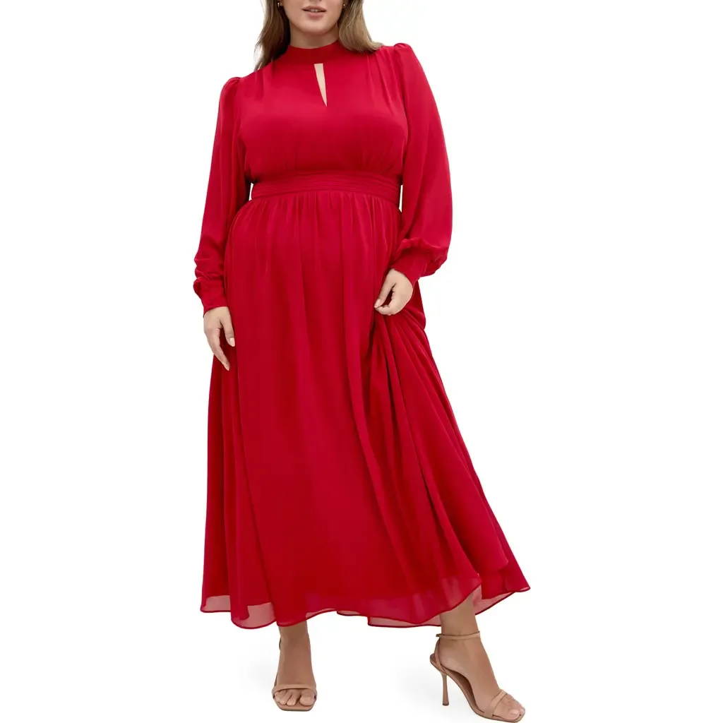 Alexandra Long Sleeve Open Back Maxi Dress