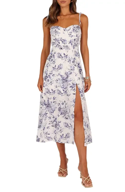 Azelia Floral Tie Strap Midi Dress by Petal & Pup